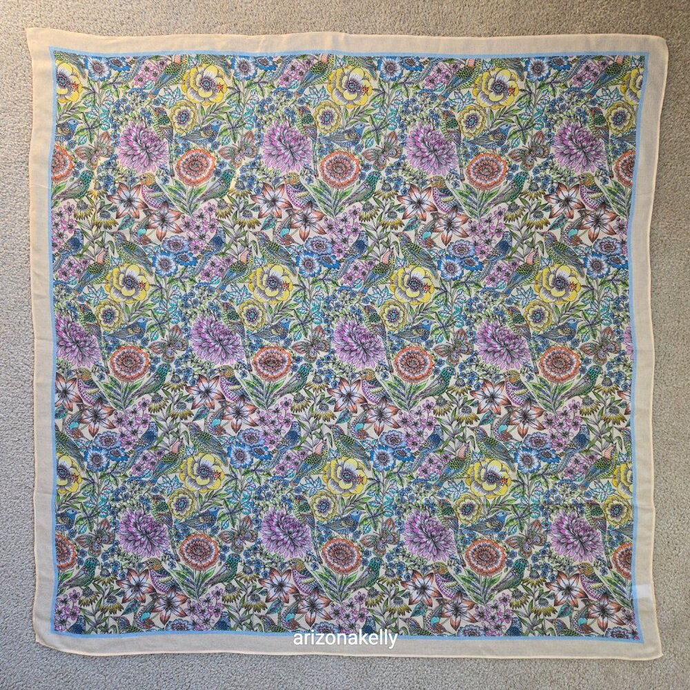 NWOT J. Jill Birds and Flowers Square Scarf - Picture 12 of 12